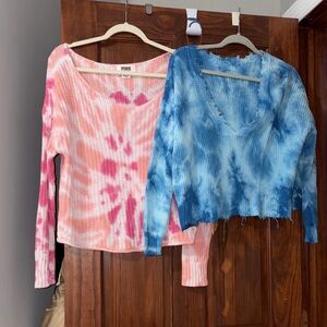 Victoria's Secret Pink and Blue Off-the-Shoulder Sweaters